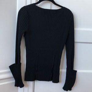 Frame form fitting ribbed sweater